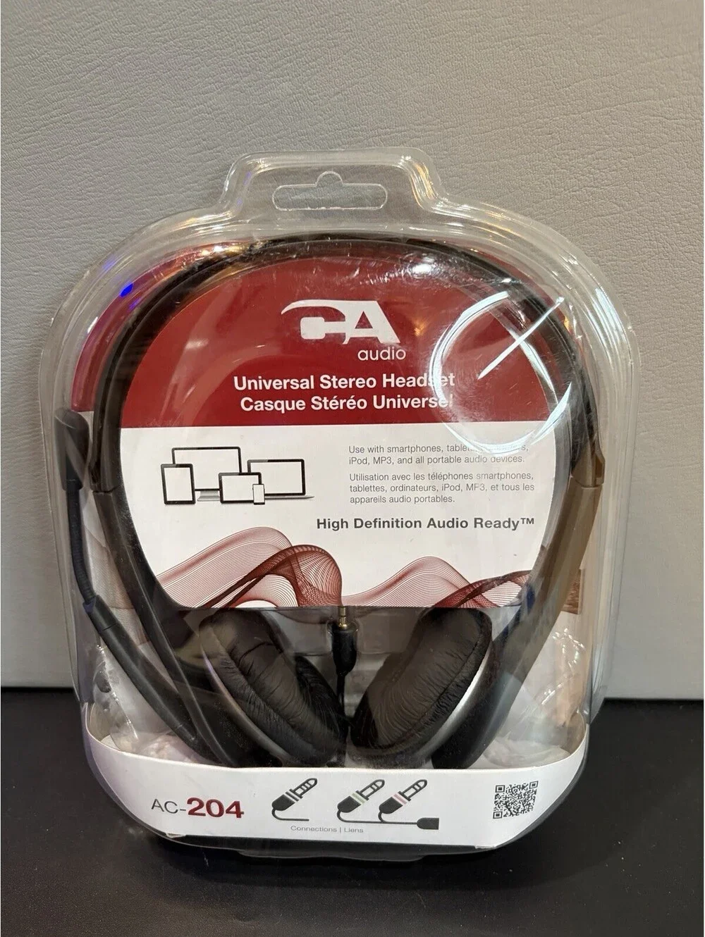 Universal Stereo Headset Silver/Black - Cyber Acoustics AC-204 NEW